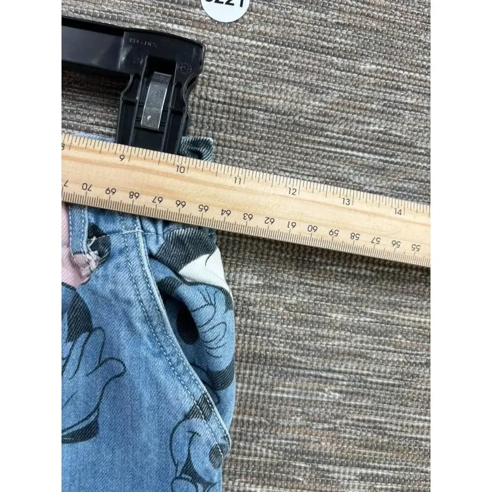 H&M Jeans Girls Size 8-9Y Blue Minnie Mouse Print Elastic Waist Denim Pants